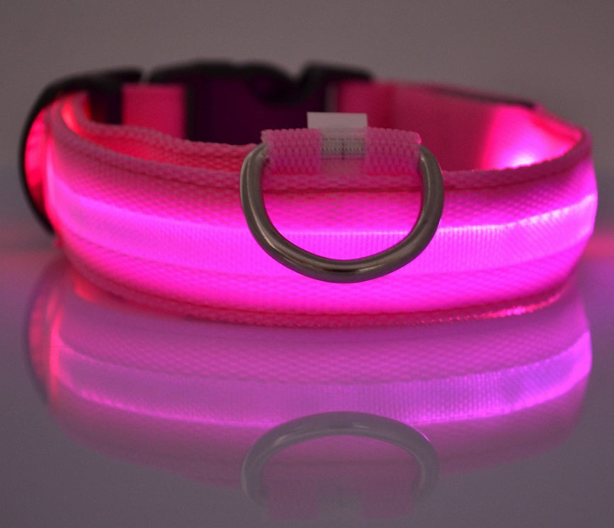 Nylon LED Pet Dog Luminous Collar Night Safety Flashing Glow in Dark Dog Cat Leash