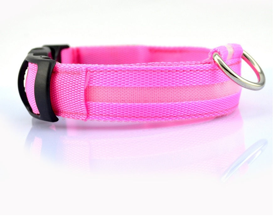 Nylon LED Pet Dog Luminous Collar Night Safety Flashing Glow in Dark Dog Cat Leash